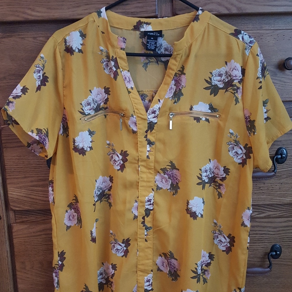 Rue 21 Yellow Floral Top